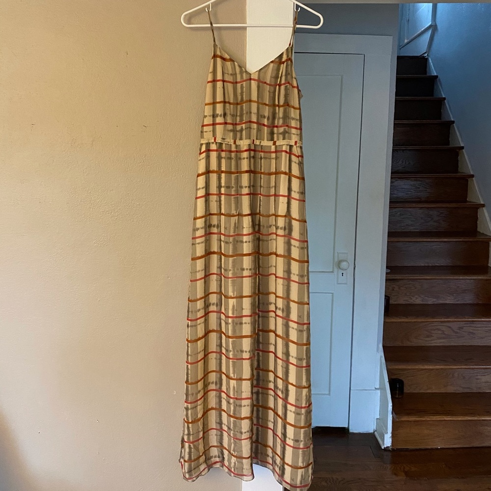 Madewell broadway and broome plaid silk maxi dress